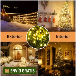 🎄 LucesNavidad™ C/Panel Solar – 17 mts. 💬 Disfruta una Navidad brillante… sin gastar ni un peso en electricidad